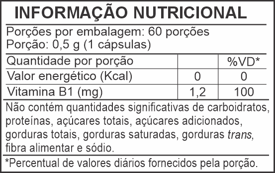 Informação Nutricional - VITAMINA B1